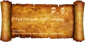 Pfefferman Vázsony névjegykártya